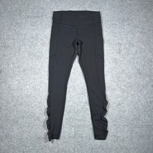 Lululemon Leggings Women 6 Black Tight‎ Stuff Tight II Ruffle Yoga Running